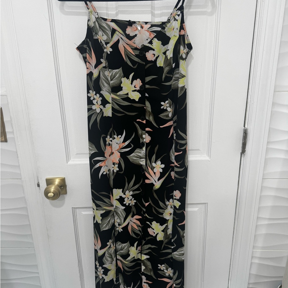H&M Black Floral Button-Up Dress